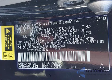 2013 Lexus Rx 350 из США, поврежденный, VIN 2T2BK1BA8DC195531